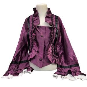 Victorian Choice Edwardian Gothic Steampunk Vintage Blouse Shirt Top Purple Lrg